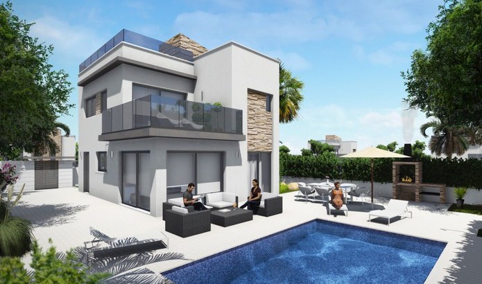 Modern style villas close to the golf course pool