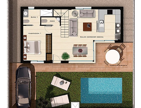 Villa moderna con parcela privada y piscina de 6×3 m