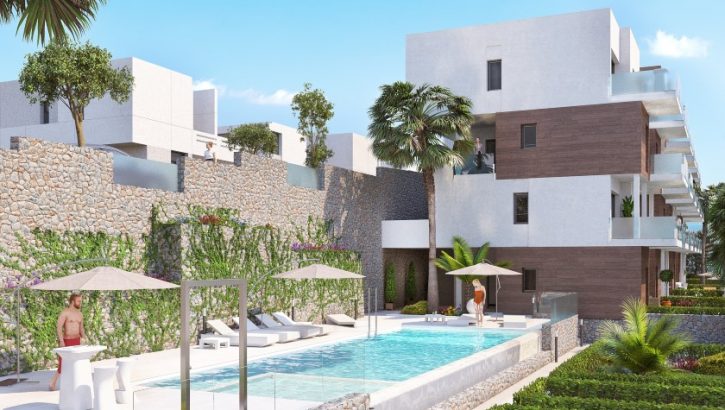 Apartments overlocking the golf course in Orihuela Costa