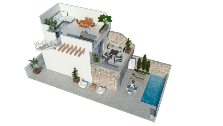 Villas nuevas con piscina en Los Alcazares